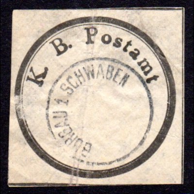 Bayern, K.B. Postamt Verschluss-Siegel m. K1 BURGAU 1 SCHWABEN