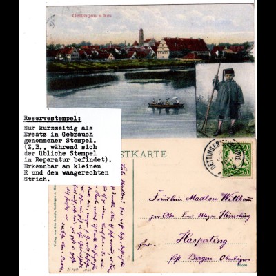 Öttingen m. Kind in Tracht, 1910 gebr. Farb-AK m.. Reserve-K2 OETTINGEN 1. R
