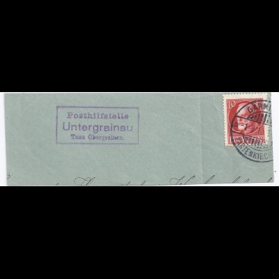 Bayern, Posthilfstelle Untergrainau Taxe Obergrainau, Brief Teil Garmisch. #415