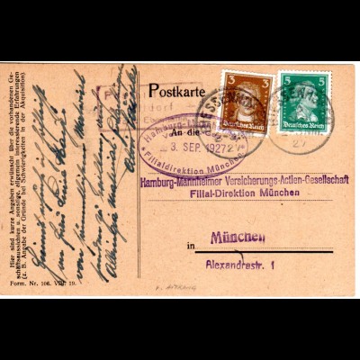Bayern, Posthilfstelle AITRANG Taxe Ebenhofen auf DR Karte m. K1 Biessenhofen