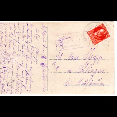 Bayern 1920, Posthilfstelle FRANKENHOFEN Taxe Osterzell auf Karte m. 15 Pf. 