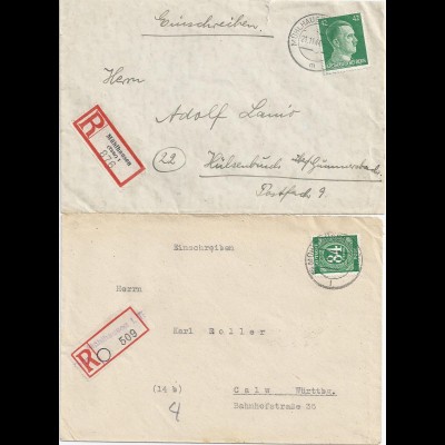 Mühlhausen Thür., 2 Einschreiben Brief, 1x eingestempelter Not Reko Zettel #2178