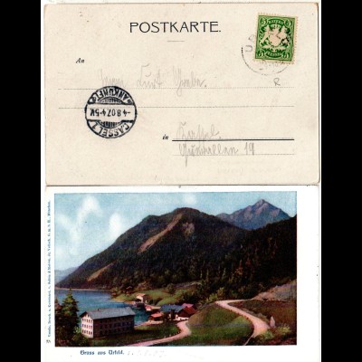 Bayern 1907, Reservestempel URFELD R auf Gruss aus-AK.