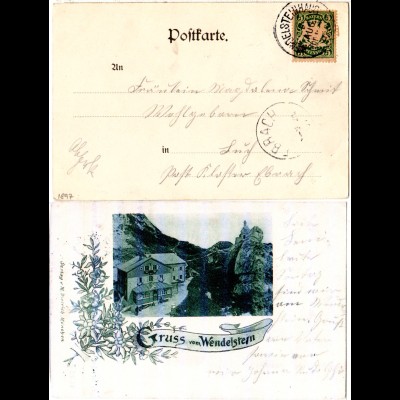 Bayern 1897, Postablage-K1 WENDELSTEINHAUS auf Gruss aus-AK m. 5 Pf. (Sem 175.-)