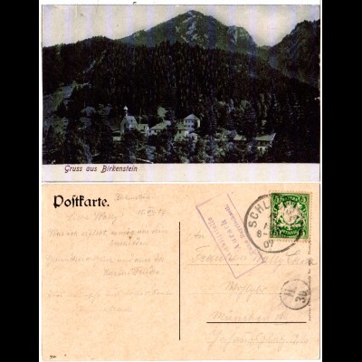 Bayern 1907, R3 Posthilfstelle AURACH Taxe Bayrischzell auf Birkenstein AK 