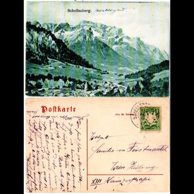Bayern 1905, Reservestempel SCHELLENBERG R auf AK m. 5 Pf. 
