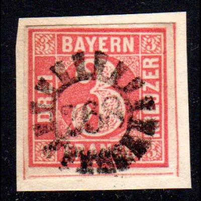Bayern, MR 268 LANDSBERG auf Briefstück m. breitrandiger 3 Kr.