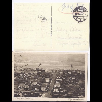 Wangerooge 1923, sw Luftaufnahme AK gebr. m. Gebühr Bezahlt Vermerk.. #743