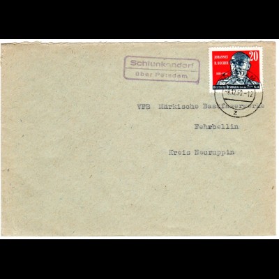DDR 1959, Landpost Stpl. SCHLUNKENDORF über Potsdam auf Brief m. 20 Pf.