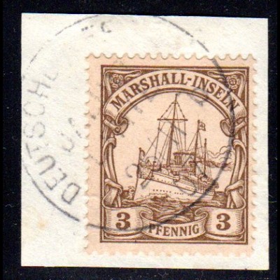 Marshall Inseln 13, 3 Pf. auf Briefstück m. Stempel DT. SEEPOST JALUIT LINIE b.