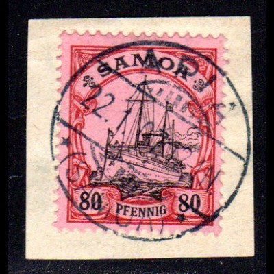 Samoa 15, 80 Pf. auf schönem Briefstück m. Stempel APIA 