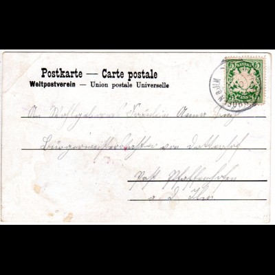 Bayern 1906, Reservestempel PFAFFENHOFEN a. Jlm R auf Karte m. 5 Pf.