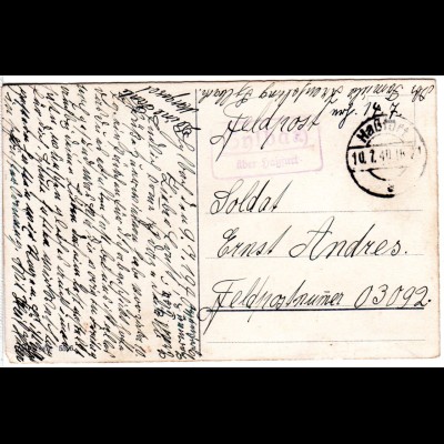 DR 1940, Landpost Stpl. SYLBACH über Haßfurt auf Feldpost Karte 