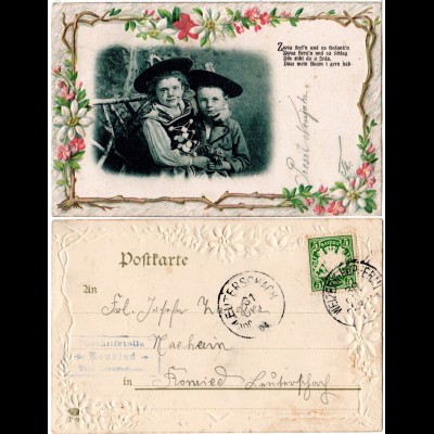 Bayern 1904, R3 Posthilfstelle BOURIED Taxe Leutersbach auf Präge-AK. 