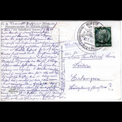 DR 1940, Landpoststempel BLAIKEN über Kufstein auf Karte m. 6 Pf. 