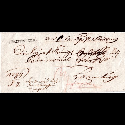 Bayern 1816, L1 ALTOETTINGEN.R.4. auf Grenzfranko Brief n. Laxenburg, Österreich
