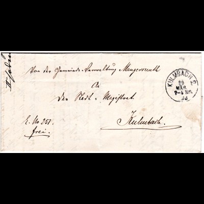 Bayern 1898, K1 KULMBACH 2 auf Amtsbrief der Gemeinde Mangersreuth