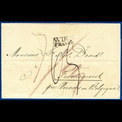 Österreich 1832, Franco/Porto Brief Wien - Belgien. #S234