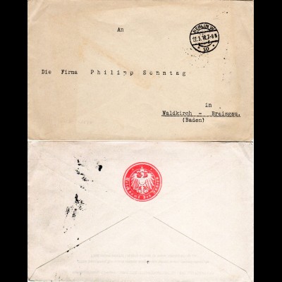 DR 1916, Berlin Reichsamt des Inneren, portofreier Brief n. Baden