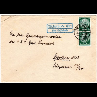 DR 1938, Landpost Stpl. ASCHERBUDE ORT über Schönlanke auf Brief m. 2x6 Pfg.