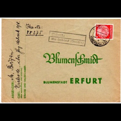 DR 1937, Landpost Stpl. EICHRODE über Heydebreck auf Brief m. 12 Pf. 