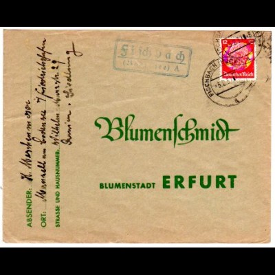 DR 1937, Landpost Stempel FISCHBACH (Bodensee) A auf Brief m. 12 Pf.