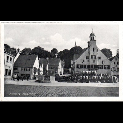 Mainburg, Hopfenmarkt m. Brauerei Christlbräu u. Pferdefuhrwerken, 1941 gebr. AK