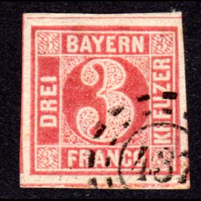 Bayern 9 a, sehr breitrandige 3 Kr. m. klarem oMR 437 Rosenheim.