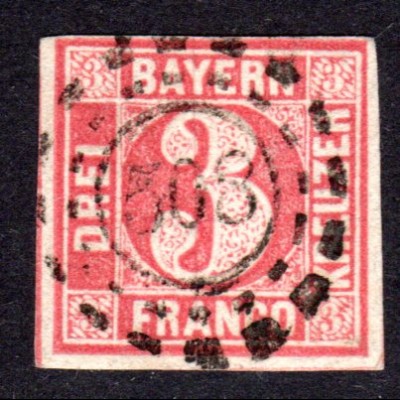 Bayern 9, oMR 508 Straubing zentrisch auf voll-/breitrandiger 3 Kr.