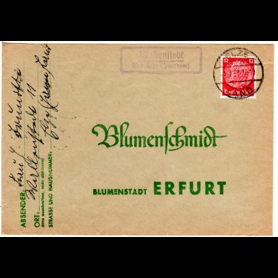 DR 1937, Landpost Stpl. WALLENSTEDT über Elze auf Brief m. 12 Pf.