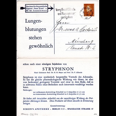 DR, gest. 3 Pf. Privatganzsache Stryphnon, Simon´s Apotheke Berlin