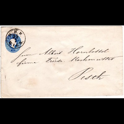 Österreich, N.B.H. WIEN klar auf 15 Kr. Genzsache Brief n. Ungarn.