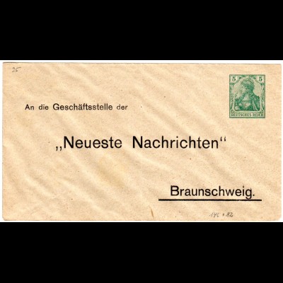 DR, ungebr. 5 Pf. Germania Privatganzsache Neueste Nachrichten Braunschweig