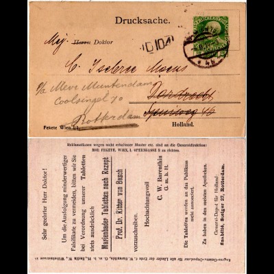 Österreich 1915, gebr. 5 H. Drucksache Privatganzsache Marienbader Tabletten 