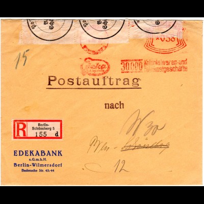 DR 1937, 58 Pf. Edeka Freistempel f. Einschreiben Orts-Postauftrag v. Berlin