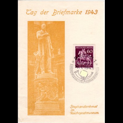 Böhmen und Mähren 1943, Tag der Briefmarke Erinnerungsblatt m. 60 H. v. Brünn