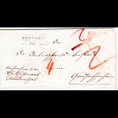 Württemberg 1840, L2 Besigheim auf Porto Brief v. Freudenthal n. Großsachsenheim