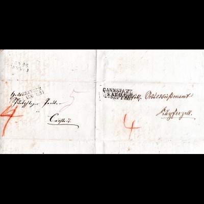 Württemberg 1837, L2 ÖHRINGEN u. CANNSTADT auf 2x verwendetem Brief 