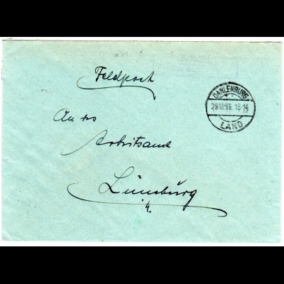 DR 1939, Landpost Stpl. KOVAHL über Dahlenburg auf Feldpost-Brief 