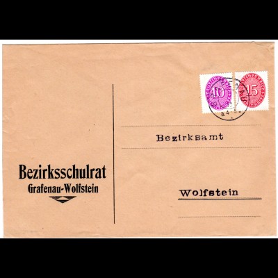 DR 1933, 10+15 Pf. Dienst auf Brief des Bezirksschulrat Grafenau-Wolfstein