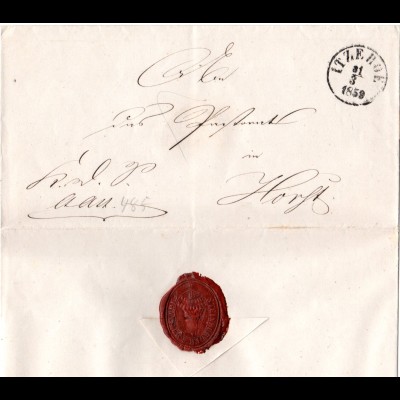 Schleswig Holstein 1859, K1 Itzehoe auf Brief m. Steinburger Amtstube Siegel