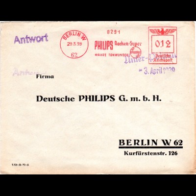 DR 1939, Notstpl. Unter-Polaun auf bereits freigemachtem Antwort Brief n. Berlin