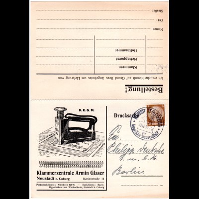 DR 1936, 3 Pf. auf Klappdrucksache m. Puppen-Sonderstempel v. Neustadt b. Coburg