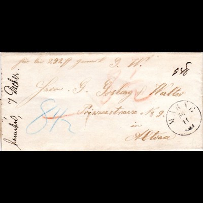 Dänemark / Holstein 1864, K1 MARNE m. Posthorn auf Begleitbrief n. Altona