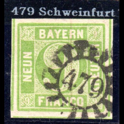 Bayern, MR 479 klar u. fast zentrisch auf sehr breitrandiger 9 Kr.