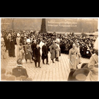 München 5.11.1921, Beisetzung des Bayer. Königspaares, ungebr. Foto-AK