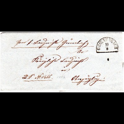 Bayern 1856, HKS GROENENBACH klar auf Brief n. Obergünzburg.