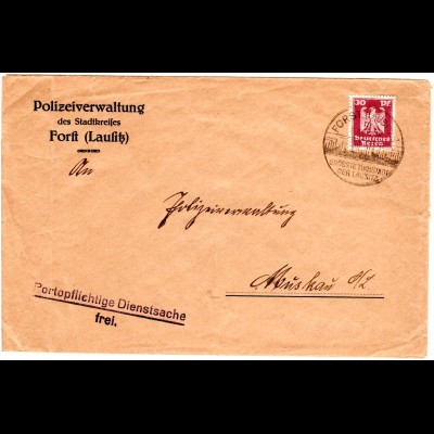 DR 1924, EF 30 Pf. auf portopfl. Dienstsache der Polizeiverwaltung Forst