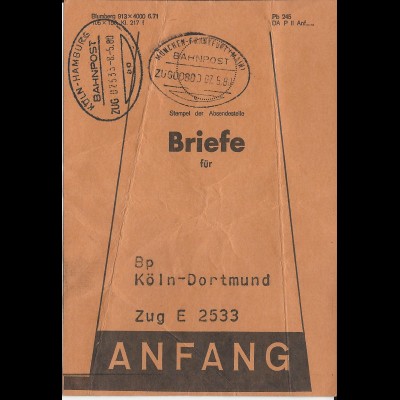 BRD 1980, Brief Bund Fahne m. Bahnpost München Frankfurt u. Köln Hamburg