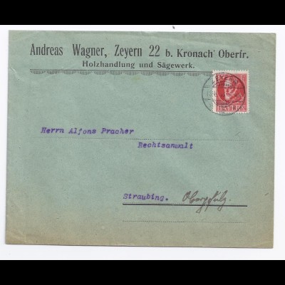 Bayern 1918, Zeyern b. Kronach, Firmenbrief m. 10 Pfg. #636